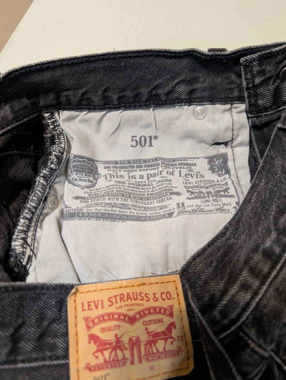 Levi's 501 black jean shorts, size 25 - Picture 6 of 8